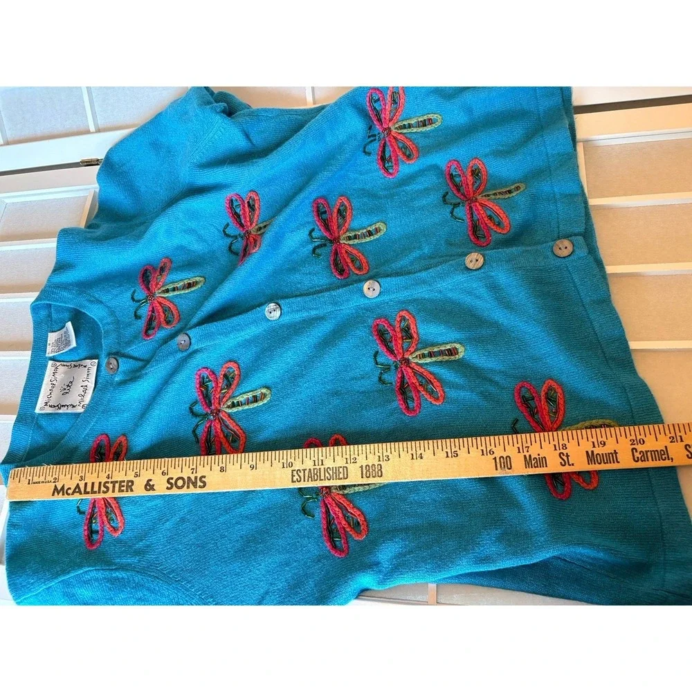 Michael Simon Lite Silk Angora Cashmere Dragonfly Cardigan Shell Twin Set Size M